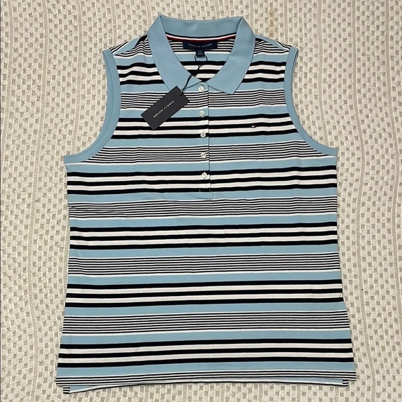 Tommy Hilfiger Tops - NWT Tommy Hilfiger Women's Blue Striped Sleeveless Polo Top